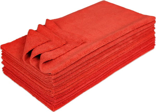 Tomahawk USA Microfiber Edgeless Towels 16" x 16" 300gsm 12 Pack Red